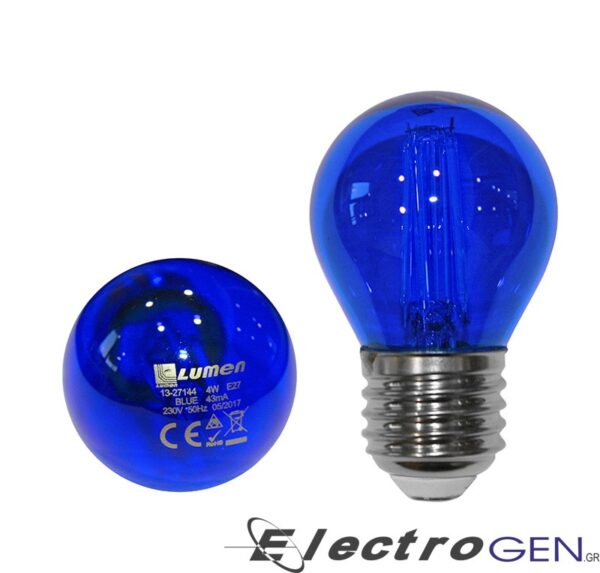 Λάμπα LED COG Σφαιρική Ε27 2W 230V Μπλε