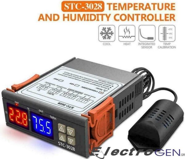 Ψηφιακός Θερμοστάτης και Υγρασιόμετρο 220V με Αισθητήρα