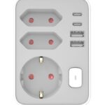 Technik Professional Πρίζα Επέκτασης 3 Θέσεων + 2 x USB-C + 2 x USB-A + Διακόπτης