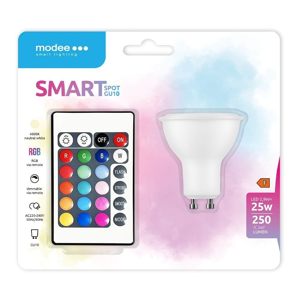 media-1736946512951 Modee Smart Λαμπτήρας LED GU10 με Φωτισμό RGB και Τηλεχειριστήριο 2.9W 4000K - Image 1
