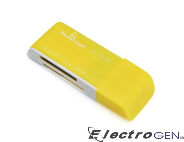 Multi Card Reader POWERTECH PT-165 Κίτρινο USB