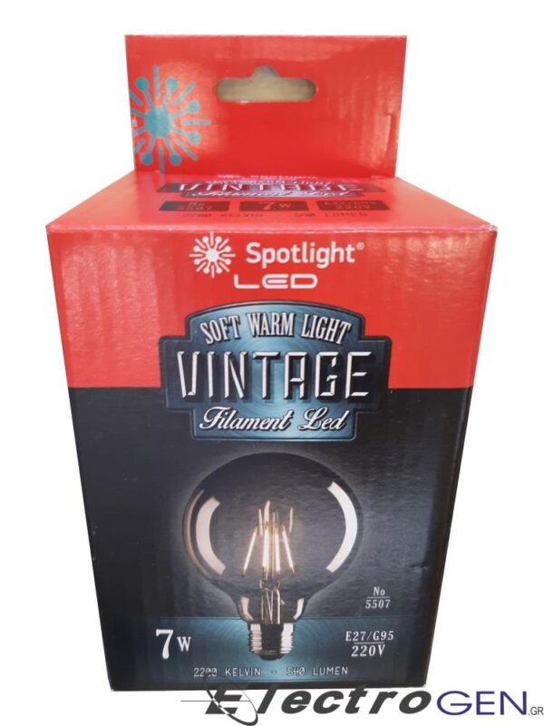 Λάμπα LED Spotlight Ντιμαριζόμενη Vintage Filament 7W 220V E27 G95 Θερμό