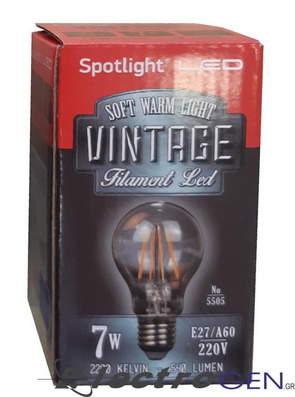 Λάμπα LED Spotlight Ντιμαριζόμενη Vintage Filament Αχλάδι 7W 220V E27 A60 Θερμό