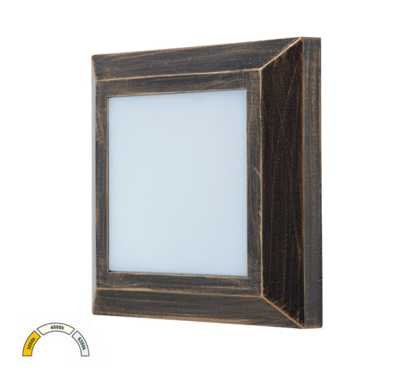 LED ΦΩΤΙΣΤΙΚΟ PC ΕΠΙΤΟΙΧΟ ΤΕΤΡΑΓΩΝ0 D125mm 4W CCT IP65 ΡΟΥΣΤΙΚ