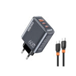 KSC-1676 Φορτιστής 60W 3 ΘΥΡΕΣ (ΓΚΡΙ ΧΡΩΜΑ)