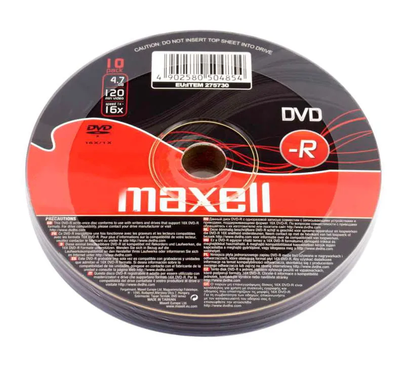 DVD-R 4.7GB/120min, 16x speed, Spindle Pack 10τμχ Maxell