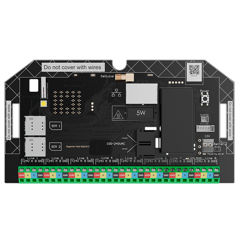 2ad0ed5b-9c48-4c24-9a03-1da33b73e730 AJAX - HUB HYBRID 2 FIBRA (WITHOUT CASING) - Image 1