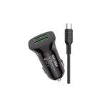 KSC-854/B ΦΟΡΤΙΣΤΗΣ ΑΥΤ/ΤΟΥ 2.4A  2ΘΥΡΕΣ USB ΣΕ TYPE C (ΜΑΥΡΟ ΧΡΩΜΑ)