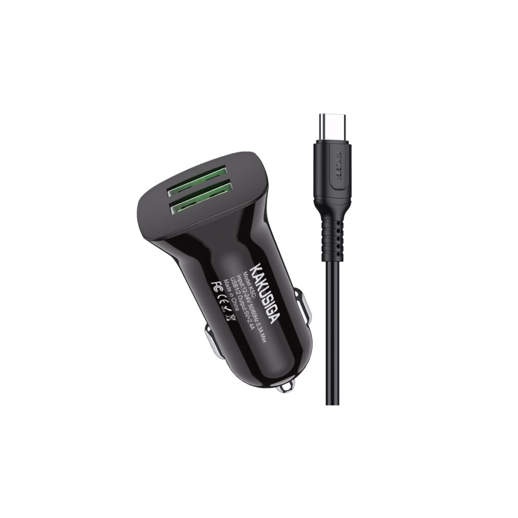 KSC-854B KSC-854/B ΦΟΡΤΙΣΤΗΣ ΑΥΤ/ΤΟΥ 2.4A 2ΘΥΡΕΣ USB ΣΕ TYPE C (ΜΑΥΡΟ ΧΡΩΜΑ) - Image 1