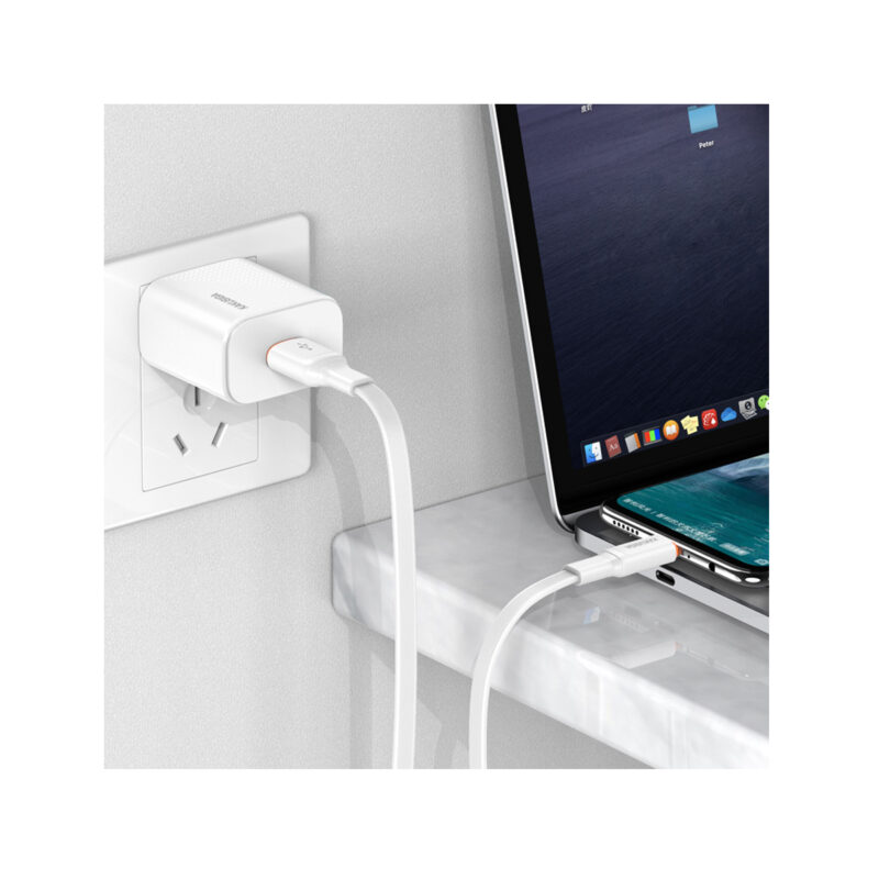 KSC-999/W ΚΑΛΩΔΙΟ ΠΛΑΚΕ USB ΣΕ TYPE C 1M PD30W (ΛΕΥΚΟ ΧΡΩΜΑ) - Image 2