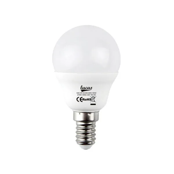 ΛΑΜΠΑ ΣΦΑΙΡΙΚΗ LED G45 E14 5w 2700K