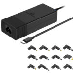 ΤΡΟΦΟΔΟΤΙΚΟ ΓΙΑ LAPTOP 90W PT-1256 με 12 βύσματα, USB-C PD, Μαύρο POWERTECH