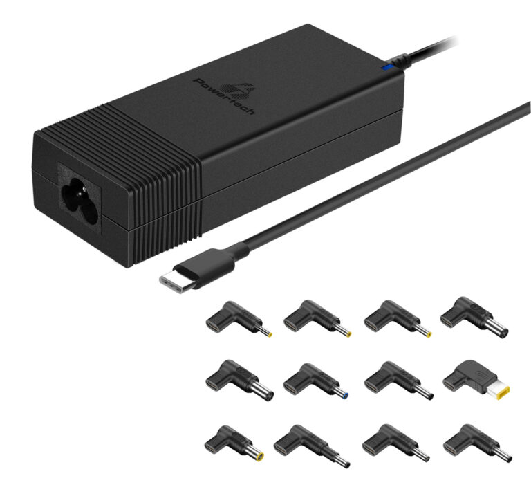 ΤΡΟΦΟΔΟΤΙΚΟ ΓΙΑ LAPTOP 90W PT-1256 με 12 βύσματα, USB-C PD, Μαύρο POWERTECH