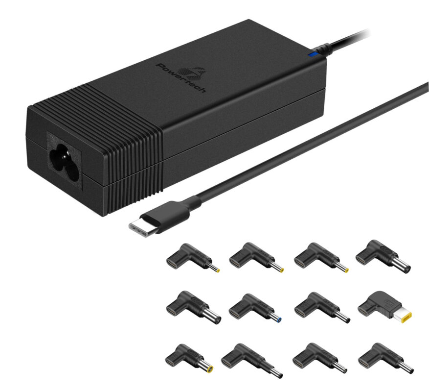 ΤΡΟΦΟΔΟΤΙΚΟ ΓΙΑ LAPTOP 90W PT-1256 με 12 βύσματα, USB-C PD, Μαύρο POWERTECH