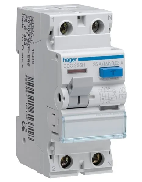 Ρελέ διαρροής Hager 2P 40A 30mA τύπου AC