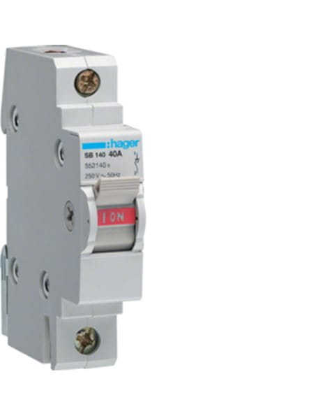 Ραγοδιακόπτης Hager 1P 40A 250V SBN140 Ραγοδιακόπτης Hager 1P 40A 250V SBN140