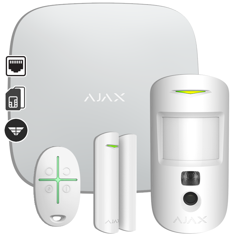 f61a3df3-9e9d-4caf-9abe-8c20478e81c4 AJAX - STARTER KIT CAM WHITE - Image 1