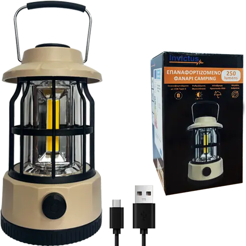 Invictus SP-801-L Επαναφορτιζόμενο Φανάρι Camping 250 LM Me USB