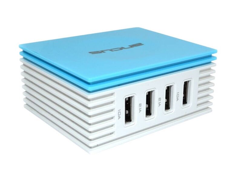 Φορτιστής Ταξιδίου Ancus Multi Charger 4 Usb 4.2A Λευκό - Μπλέ