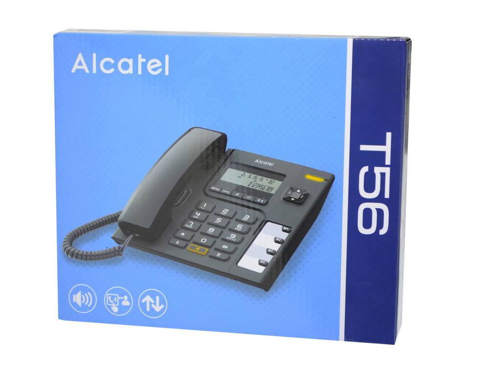 Σταθερό Ψηφιακό Τηλέφωνο Alcatel T56 με Αναγνώριση Κλήσεων Ρύθμιση Έντασης και Επανάκληση Μαύρο