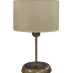 Πορτατίφ Επιτραπέζιο Φ20 Beige Bronze-Beige Με Αμπαζούρ Κύλινδρο Heronia TL-05