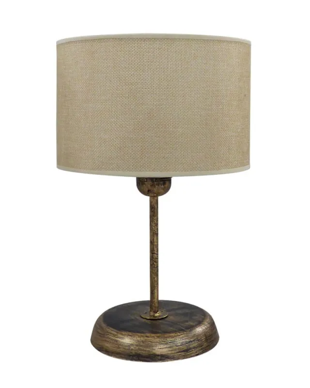 Πορτατίφ Επιτραπέζιο Φ20 Beige Bronze-Beige Με Αμπαζούρ Κύλινδρο Heronia TL-05