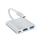 Hub Hoco HB14 Easy use USB-C με 3 Θύρες USB 3.0, USB-C PD, HDMI Ασημί 15cm