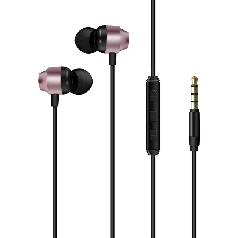 Hands Free Energizer CIA10 Metal Stereo 3.5mm Ροζ Χρυσό με Μικρόφωνο και Πλήκτρο Πολλαπλών Λειτουργιών 1.2m