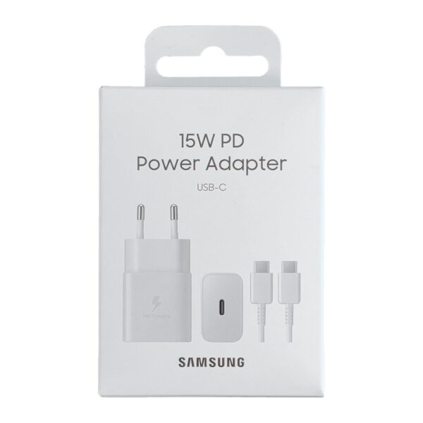 Φορτιστής Ταξιδίου Samsung Fast Charging EP-T1510XWEGEU 15W με Καλώδιο USB-C σε USB-C Λευκό