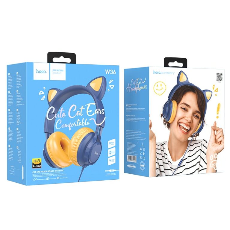 Ακουστικά Stereo Kids Hoco W36 Cat ear με Μικρόφωνο 3.5mm Μπλε
