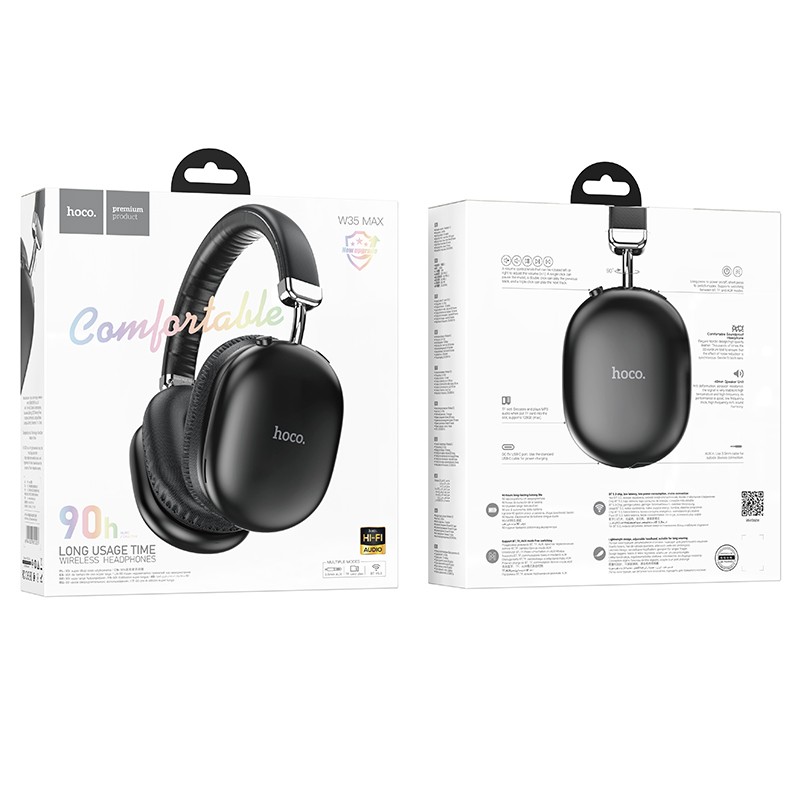 Wireless Ακουστικά Stereo Hoco W35 Max Joy V5.3 800mAh με υποδοχή Micro SD και AUX Μαύρα