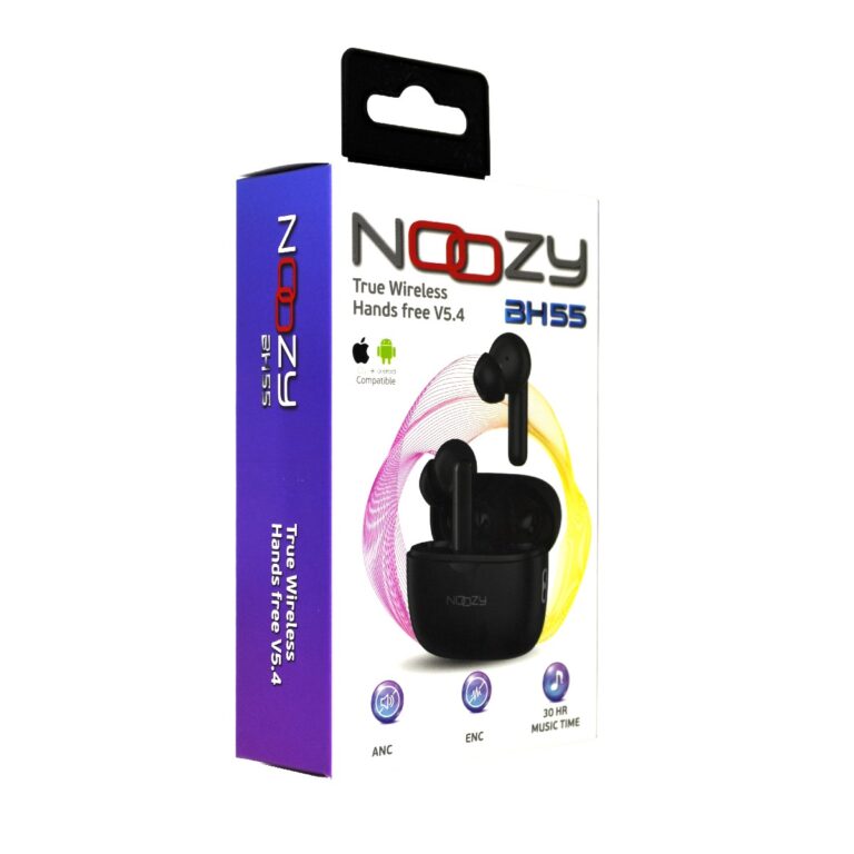 Wireless Hands Free Noozy BH55 V5.4 με ANC + ENC για Μείωση Εξωτερικού Θορύβου 30 ώρες Αναπαραγωγής 6 ώρες Ομιλίας Μαύρο