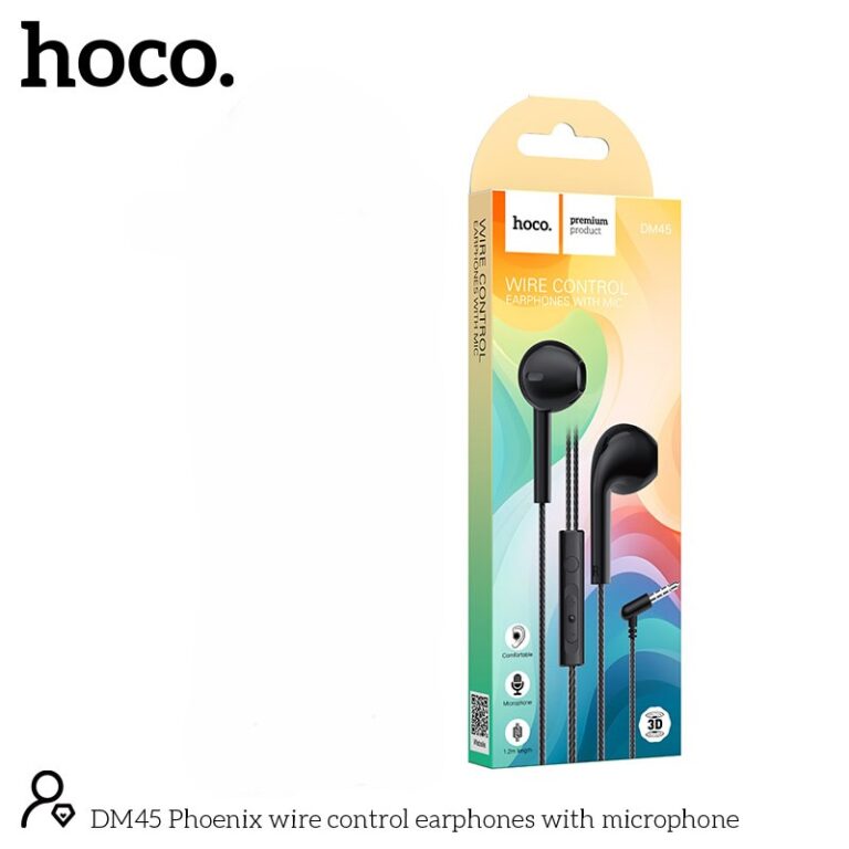 Hands Free Hoco. DM45 Phoenix Earphones Stereo 3.5mm με Μικρόφωνο και Πλήκτρο Λειτουργίας 1.2m Μαύρα
