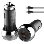 Φορτιστής Αυτοκινήτου C1 με Καλώδιο, USB & USB-C, 38W PD, Μαύρος L
