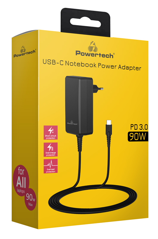 Τροφοδοτικό Laptop PT-1157, USB-C PD, Universal, 90W, Μαύρο