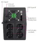 UPS Line Interactive 1800VA, 1080W, LCD, 4x Schuko, 2x RJ45/RJ11, USB Type B Powertech