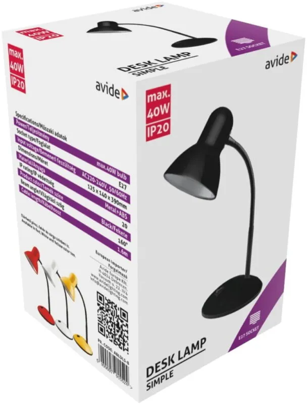 Avide Basic Φωτιστικό Γραφείου Simple Μαύρο