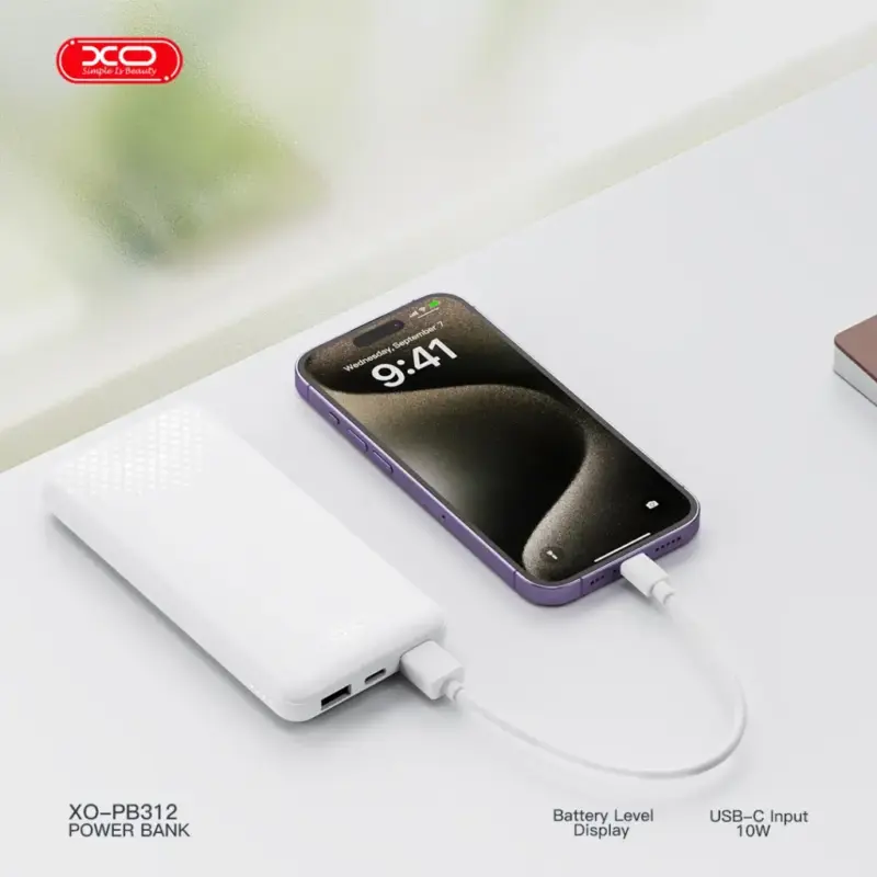 XO PB312 Powerbank 10.000mAh Λευκό