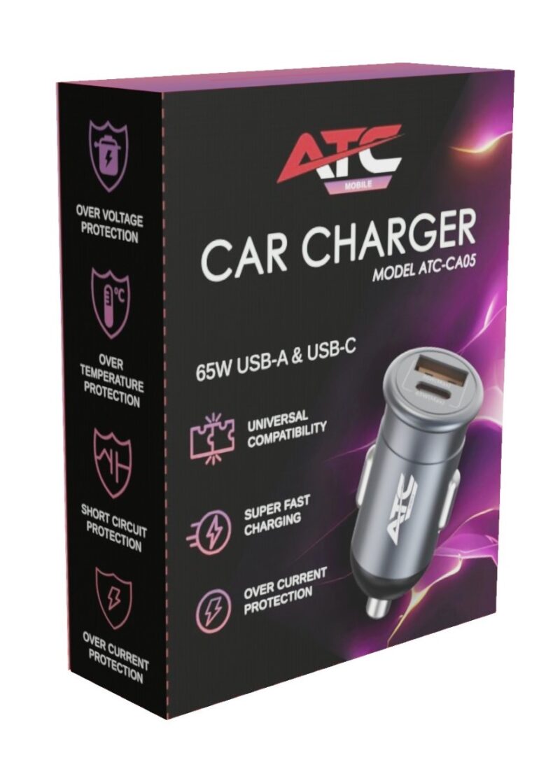 CA05 Φορτιστής Αυτοκινήτου USB-A & Type-C 65W