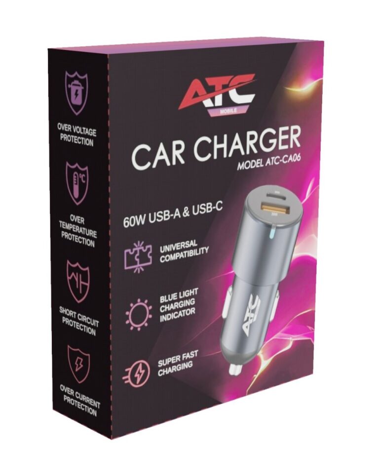 CA06 Φορτιστής Αυτοκινήτου USB-A & Type-C 60W