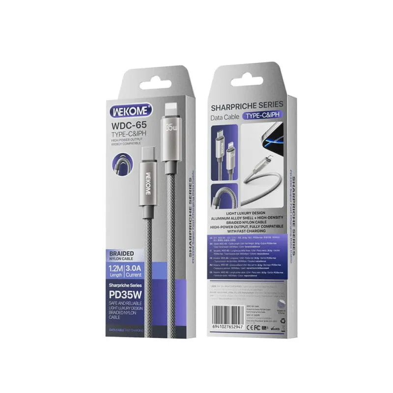 Καλώδιο Φόρτισης Lightning σε USB-C 1,2μ Γκρι WK WDC-65