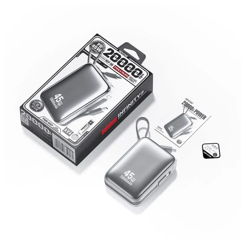 Power Bank 20.000mAh 45W 2 Θέσεων Με Καλώδιο USB-C/Lightning Λευκό Wekome