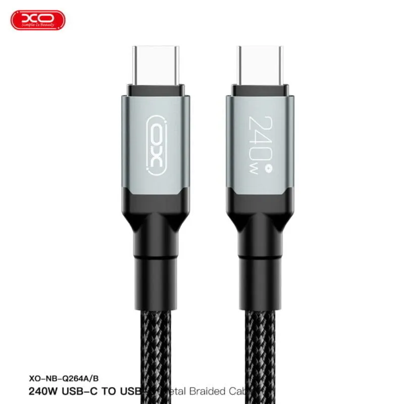 XO NB-Q264B Type-c to Type-c 240W High Power Data Cable 2m
