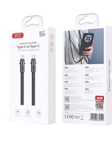 XO NB-Q288B Καλώδιο Κράμα Ψευδαργύρου Type-c σε Type-c 60W