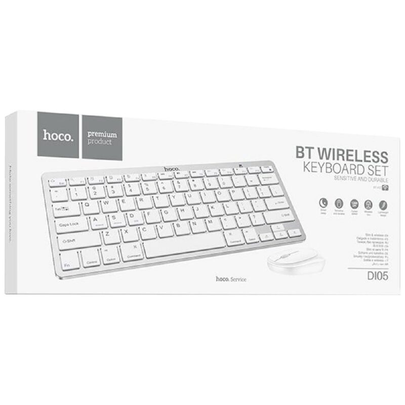 Πληκτρολόγιο Bluetooth Hoco. DI05 V.4.0 Mini με Bluetooth Ποντίκι 3 Κουμπιών 2.4G 1200 DPI Λευκό