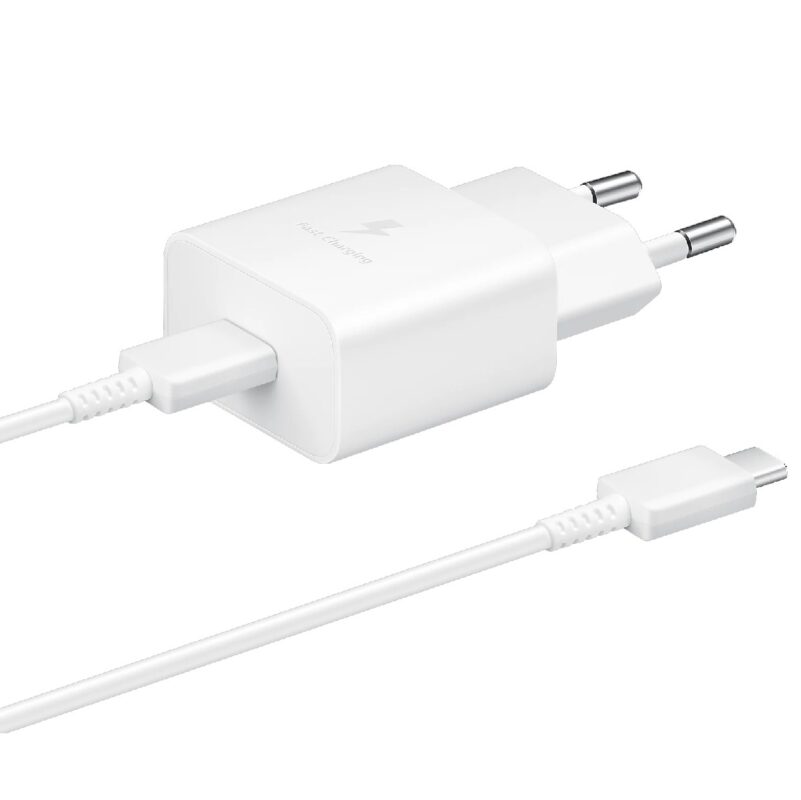 Φορτιστής Ταξιδίου Samsung Fast Charging EP-T1510XWEGEU 15W με Καλώδιο USB-C σε USB-C Λευκό