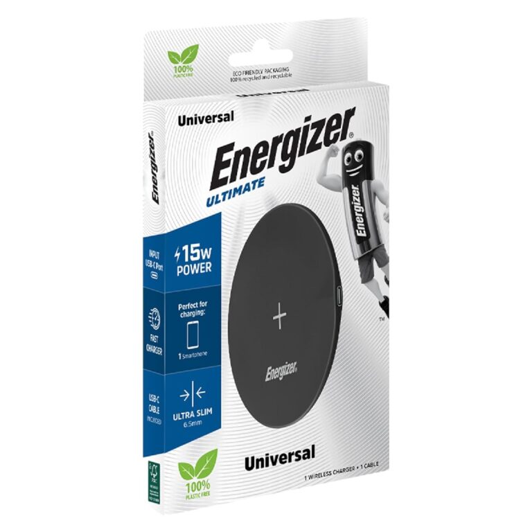 Ασύρματος Φορτιστής Energizer A15W 15W με καλώδιο USB-C 1m Μαύρος