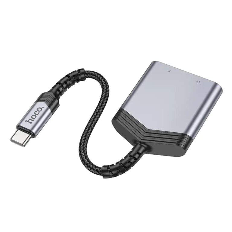 Αντάπτορας Hoco LS39 USB-C σε 1xUSB-C και 1x3.5mm για Τροφοδοσία και Ηχο Γκρί