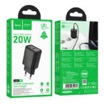 Φορτιστής Ταξιδίου Hoco N60 Gentle GaN με 1 Εξόδο Φόρτισης USB-C PD20W 5V 3.0A Μαύρος