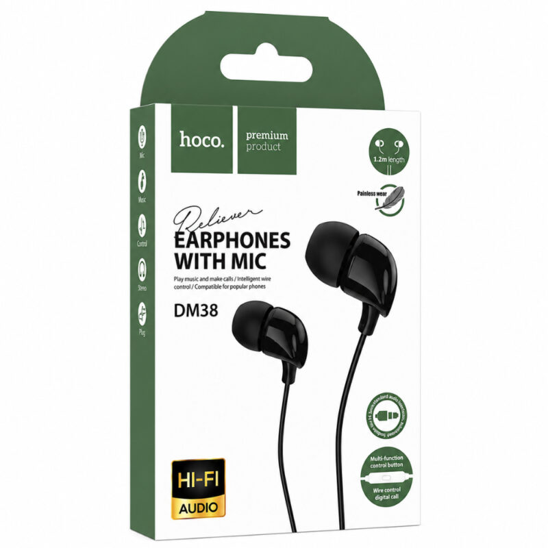 Hands Free Hoco. DM38 Believer Stereo 3.5mm με Μικρόφωνο 1.2m Μαύρα